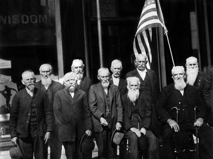 Vintage Photograph -  Civil War Veterans October 8 1923 Black White by Mark Goebel