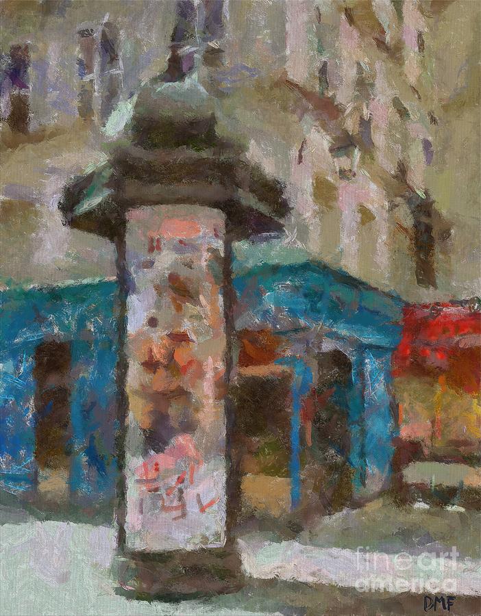 City Scene Painting -  Colonnes Morris by Dragica  Micki Fortuna
