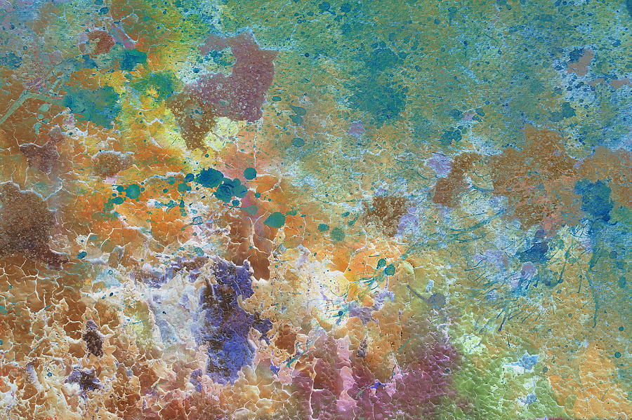 Color Crackled Background, With Spots. Painting By Jozef Klopacka 