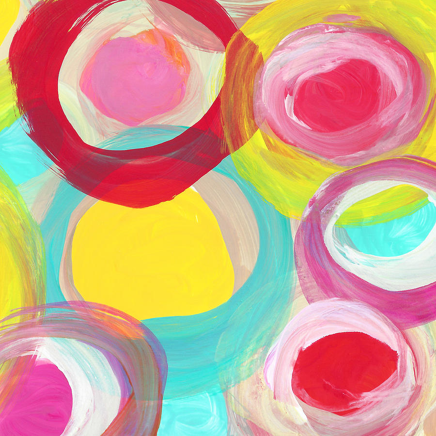 Colorful Sun Circles Square 2 Painting by Amy Vangsgard