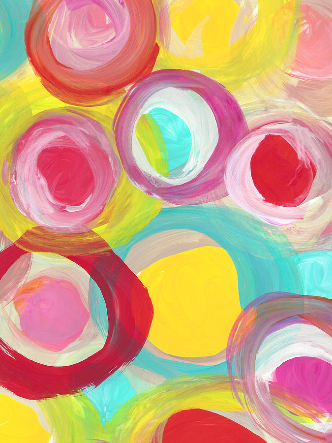 Colorful Sun Circles Vertical Painting
