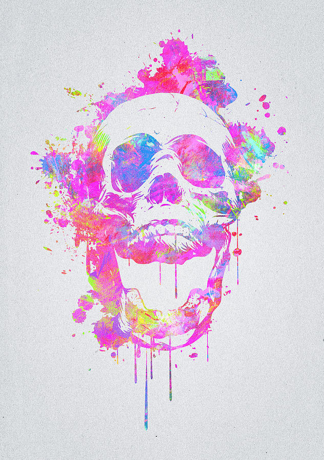 Cool Digital Art -  Cool and Trendy Pink Watercolor Skull by Philipp Rietz