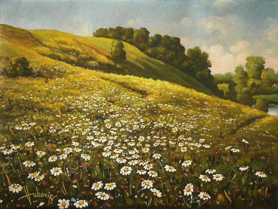 Summer Painting -   Daisies by Dusan Vukovic