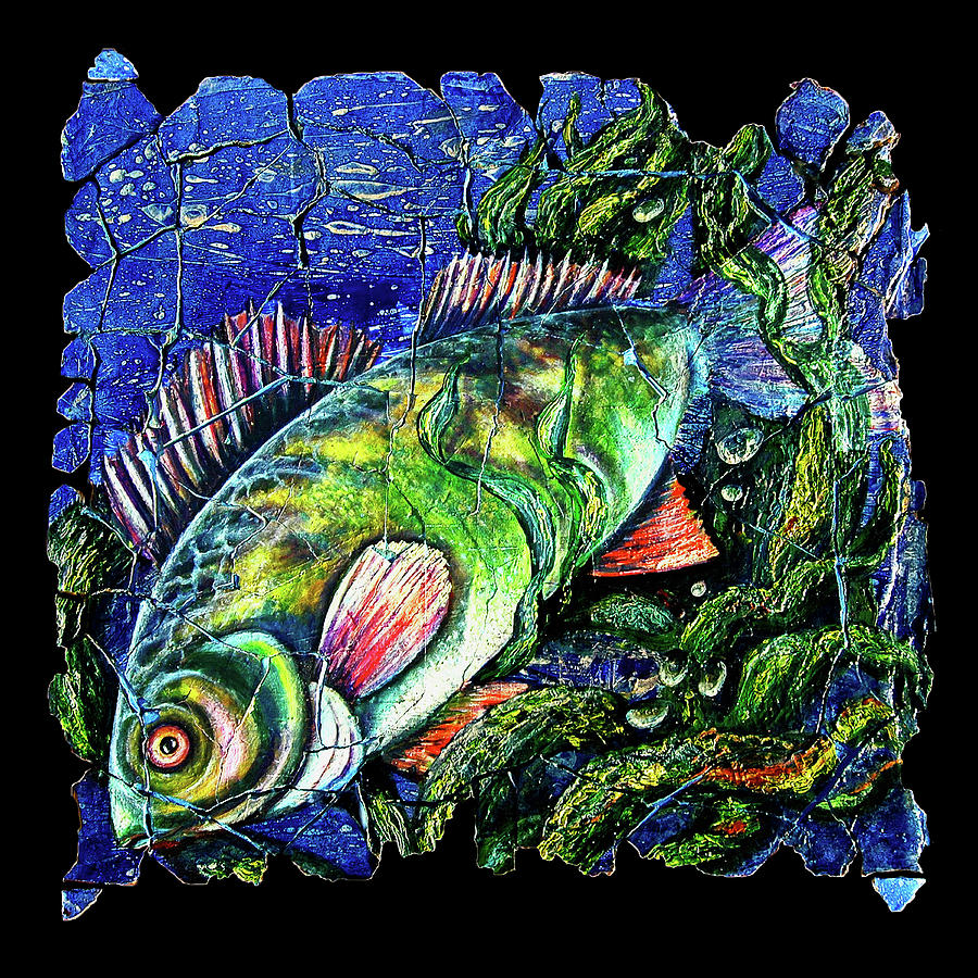 Bass Fresco Fish Painting  Painting by OLena Art by Lena Owens - Vibrant DESIGN