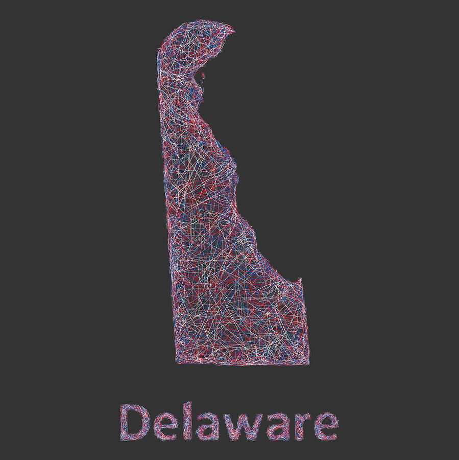 Delaware Map Digital Art -  Delaware map by David Zydd