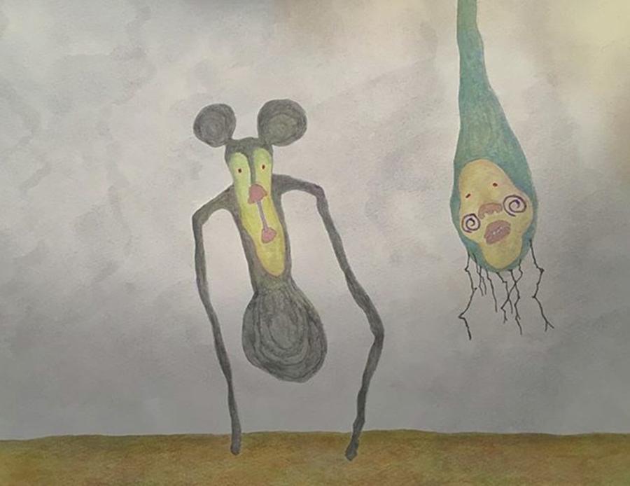 Surrealism Drawing - Demon And by Keisuke Hara