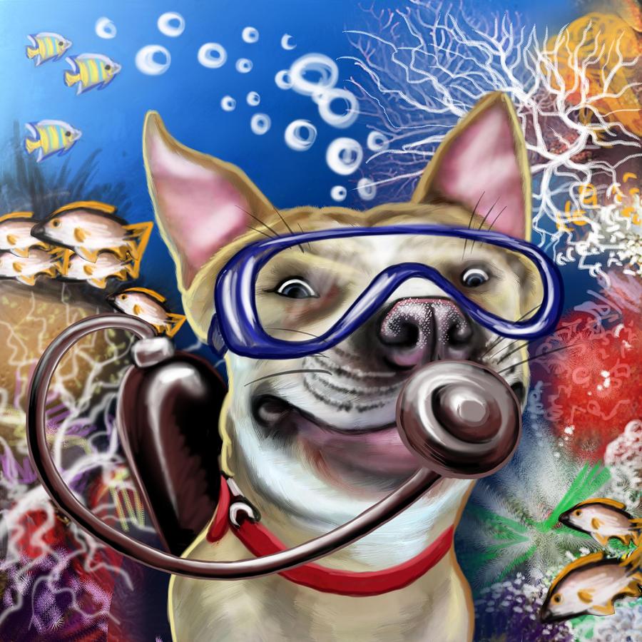 Fish Digital Art -  Diver Pub Dog by Photolamus OU