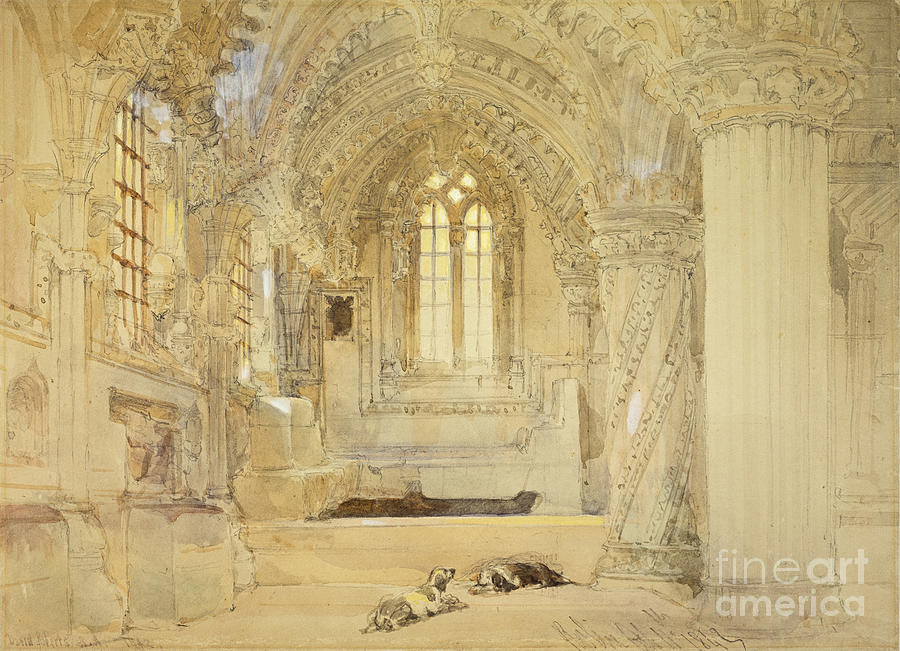 David Roberts Painting -  Dogs In The Ruins by Celestial Images