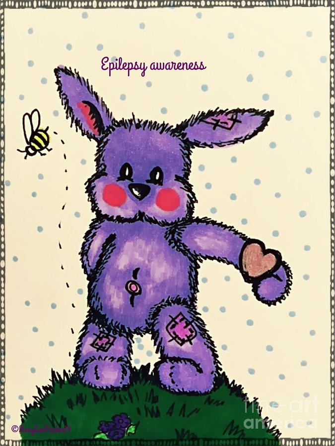 Flower Mixed Media -  Epilepsy awareness Bunny by MaryLee Parker