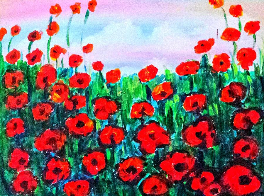  Field of poppies  Painting by Hae Kim
