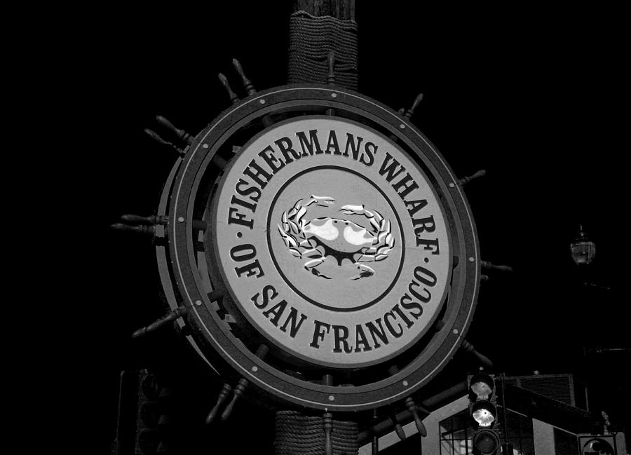  Fishermans Wharf San Francisco-horizontal in bw Photograph by Michiale Schneider