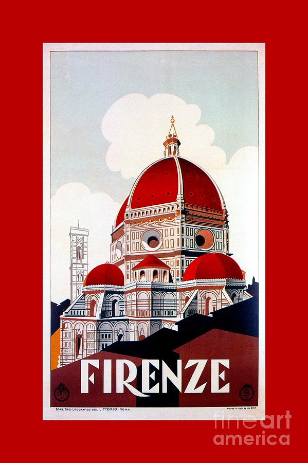  Florence Firenze 1920s Italian travel ad, duomo Digital Art by Heidi De Leeuw