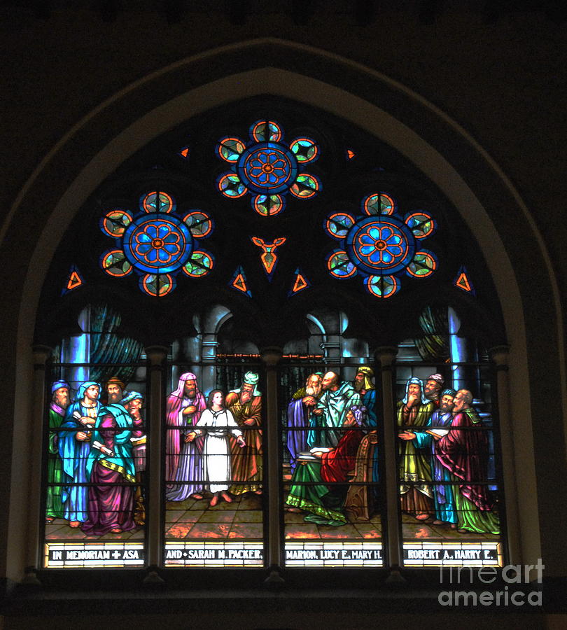  Four Stained Glass Panels Photograph by Jacqueline M Lewis