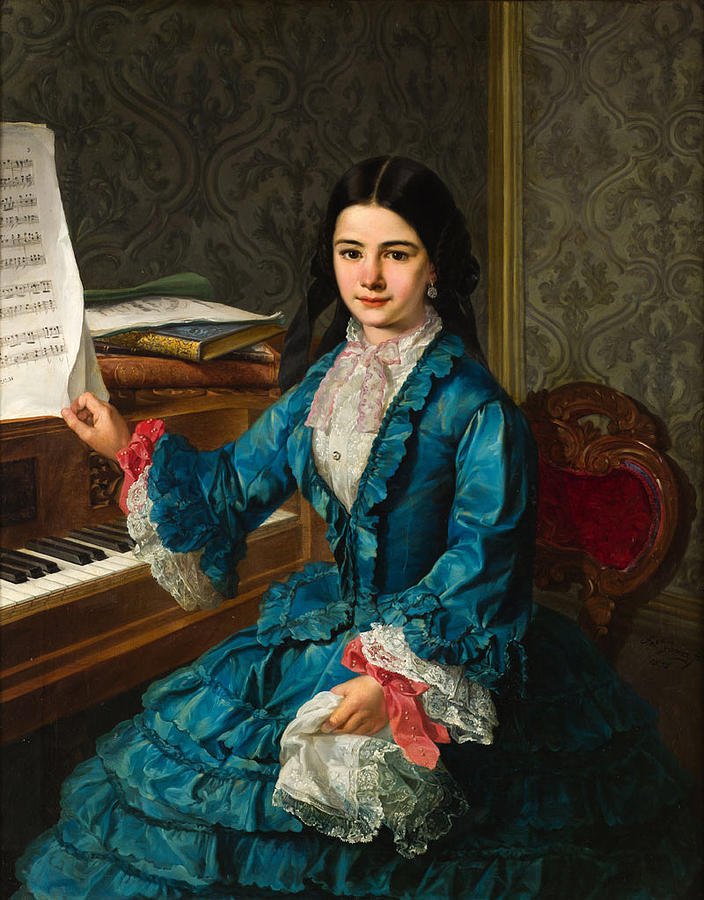 Music Painting -  Girl At The Piano by Celestial Images