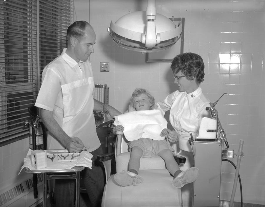 Girl In Dentists Chair 1963 Black White 1960s Photograph By Mark Goebel