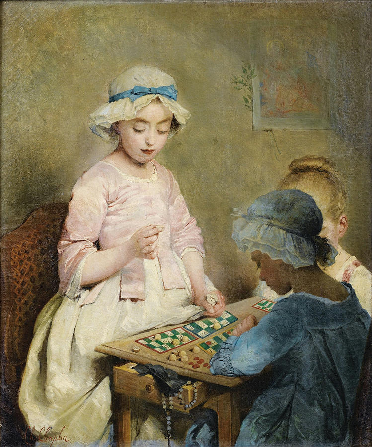  Girls Playing Loto Painting by MotionAge Designs