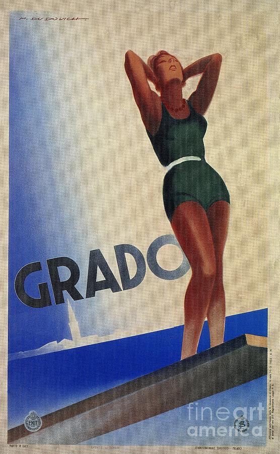  Grado Italy pin up Vintage Italian travel advertising Digital Art by Heidi De Leeuw