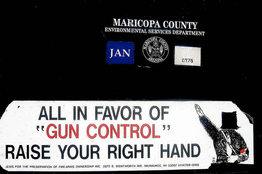  Gun Control Decal Black Canyon City Arizona 2004 Photograph by David Lee Guss