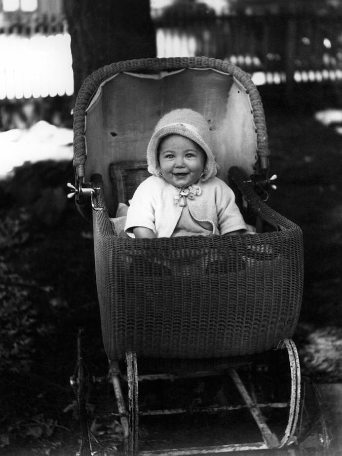 Happy Baby In Buggy Black White 1930s Photograph Mark Goebel - Fine Art America