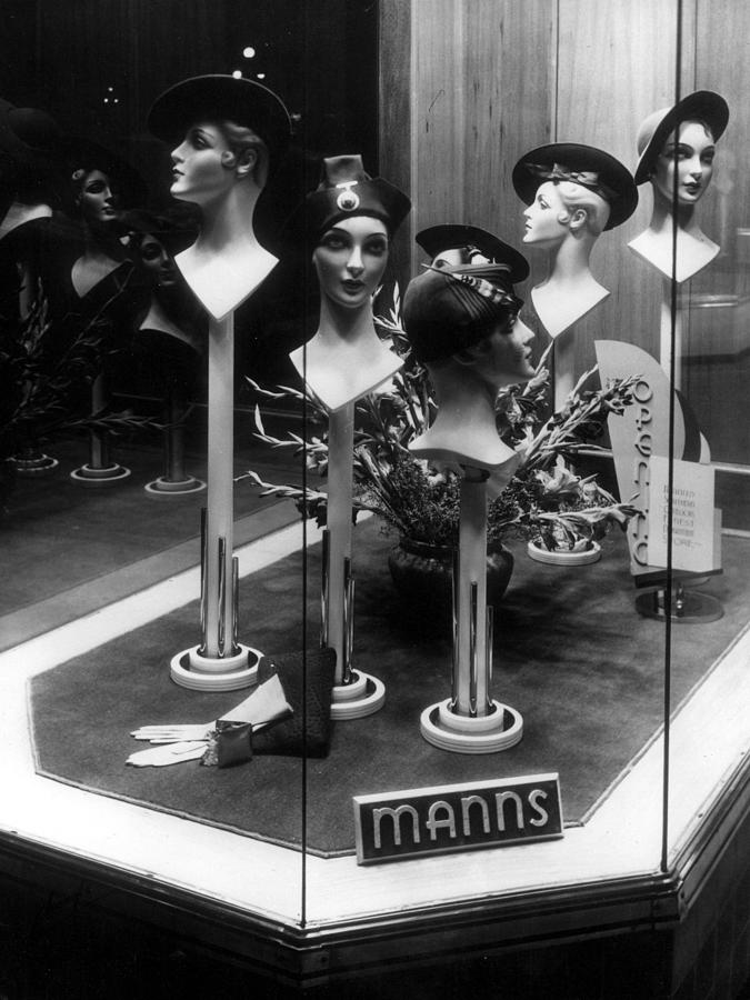 Hat Photograph -  Hats Mannequin Heads In Store Window Display by Mark Goebel