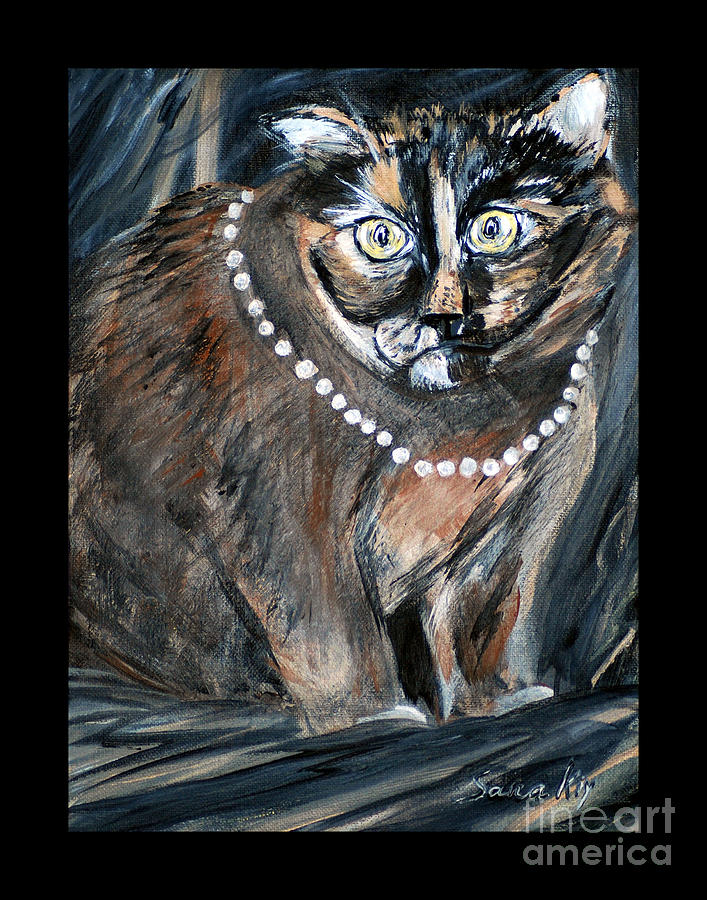 Pearl with pearls. Painting for sale.  Hello Pearl collection. Greeting card view Painting by Oksana Semenchenko