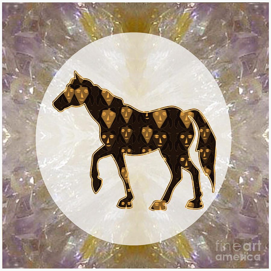 Horse Photograph -  Horse Prancing Abstract Graphic filled Cartoon Humor faces Download option for personal commercial  by Navin Joshi