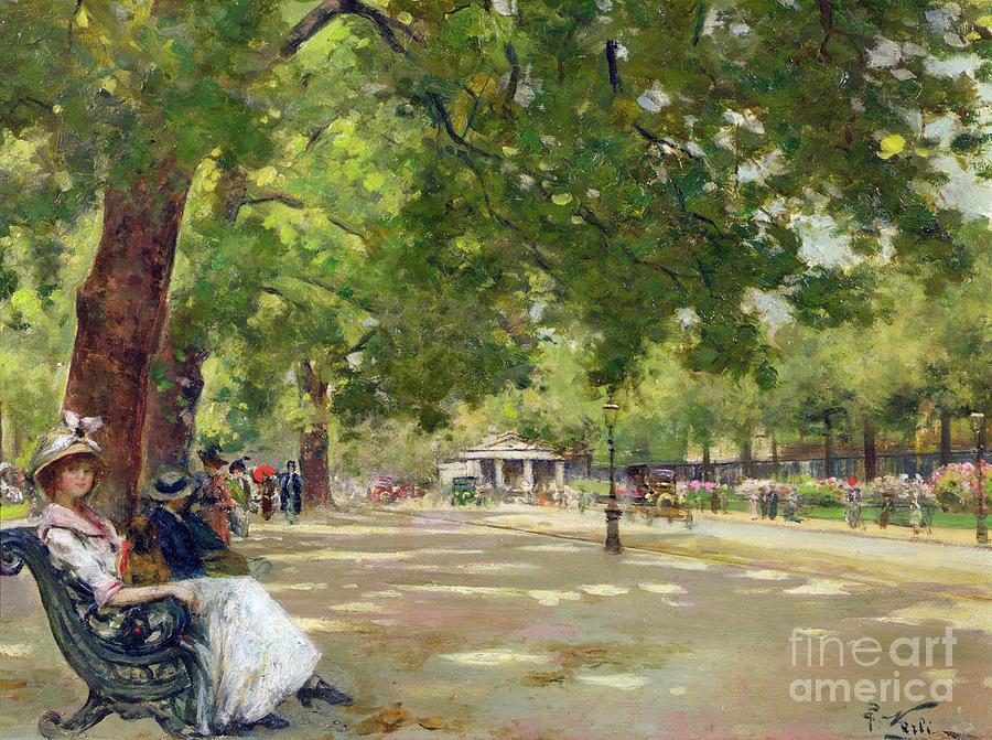 London Painting -  Hyde Park  London by Count Girolamo Pieri Nerli