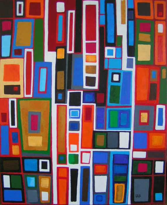 Geometric Abstract Painting - I Exclamation by Lili Vanderlaan Geometric Abstract Painting - I Exclamation by Lili Vanderlaan