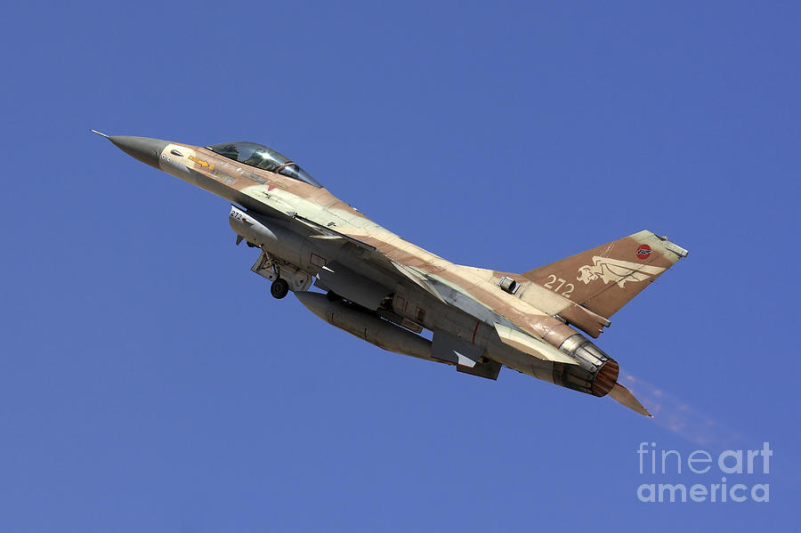  IAF F-16A Fighter jet on blue sky Photograph by Nir Ben-Yosef