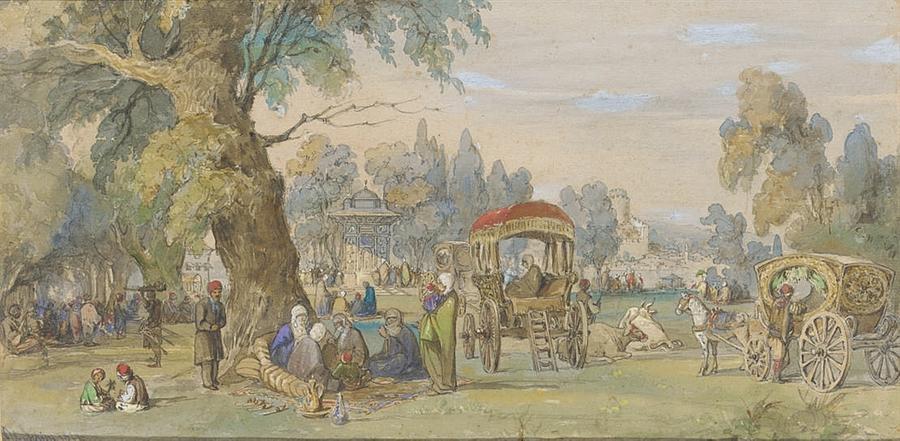  in a Turkish Park Painting by Amedeo Preziosi 