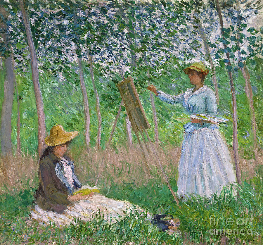 Claude Monet Painting -  In The Woods At Giverny by Celestial Images