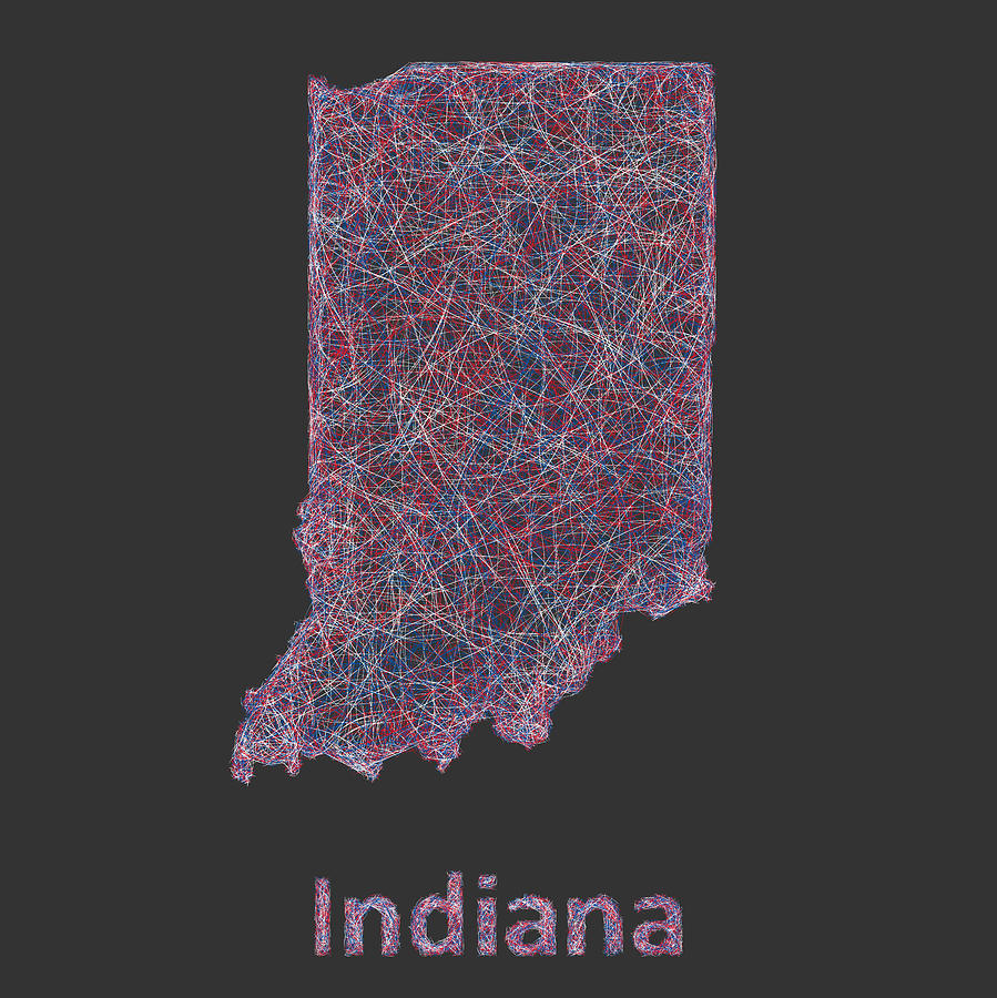 Indiana State Digital Art -  Indiana map by David Zydd