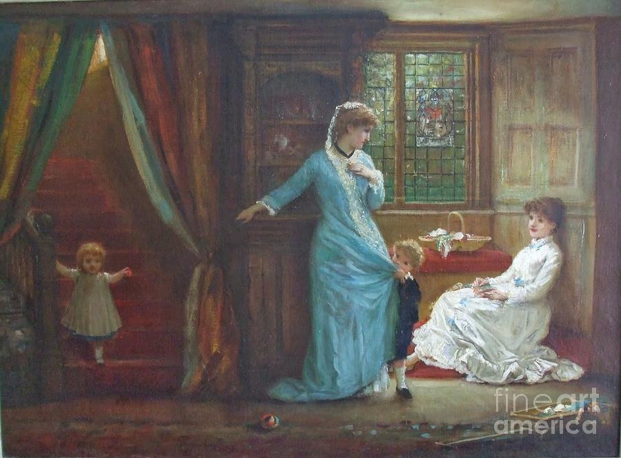  Interior with Ladies and Children Painting by MotionAge Designs