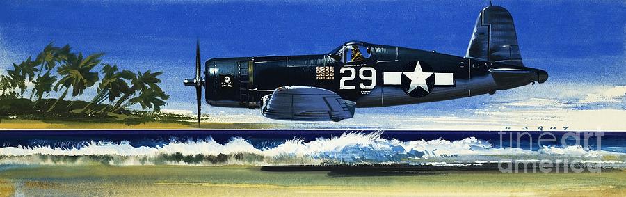 Wilf Hardy Painting -  Into the Blue American War planes by Wilf Hardy