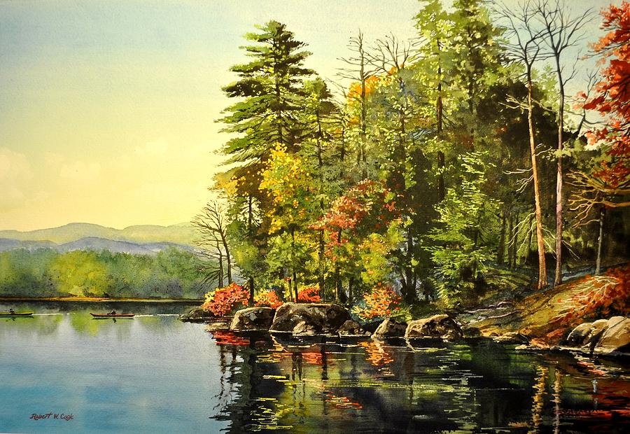  Kayaks Painting by Robert W Cook 