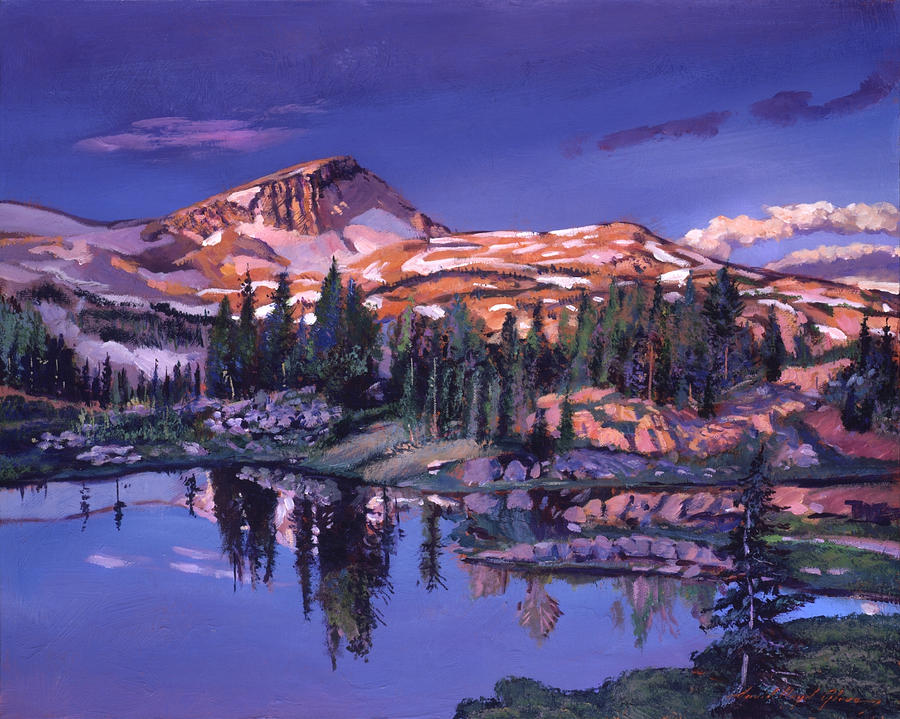 Mountain Painting -  Lake In Shades Of Purple by David Lloyd Glover