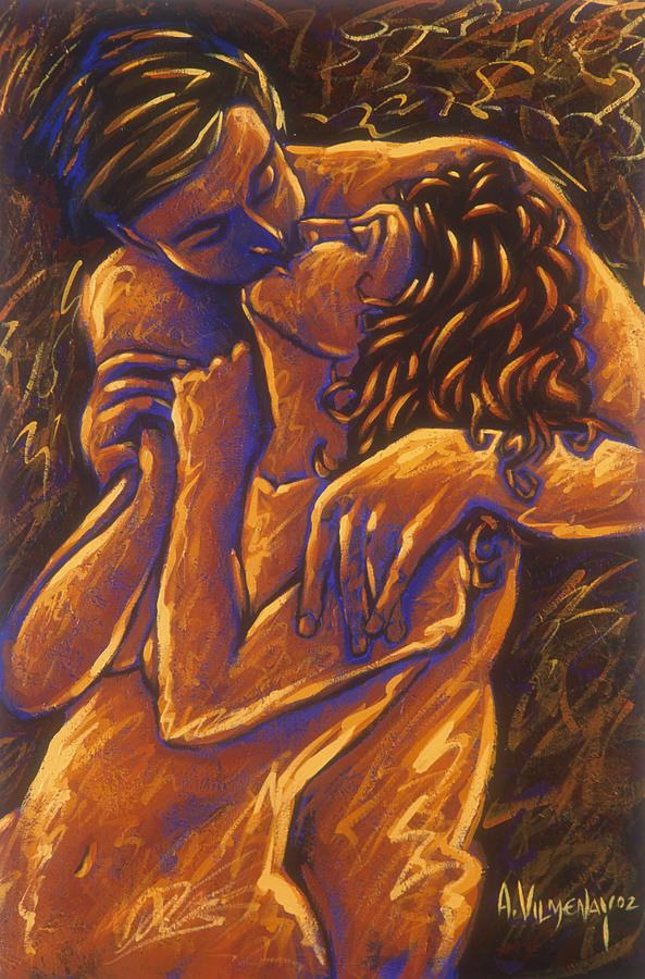 Acrylic Painting - Los Amantes The Lovers by Arturo Vilmenay Acrylic Painting - Los Amantes The Lovers by Arturo Vilmenay
