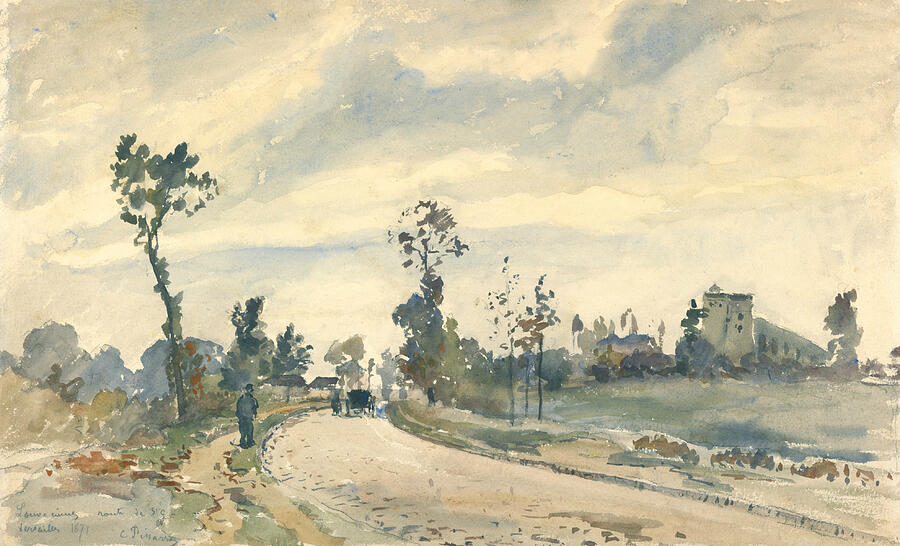 Louveciennes, Route de Saint Germain, from 1871 Painting by Camille Pissarro