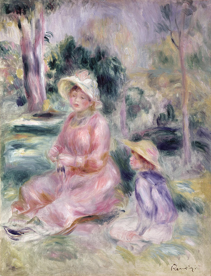 Pierre Auguste Renoir Painting -  Madame Renoir and Her Son Pierre by Pierre Auguste Renoir