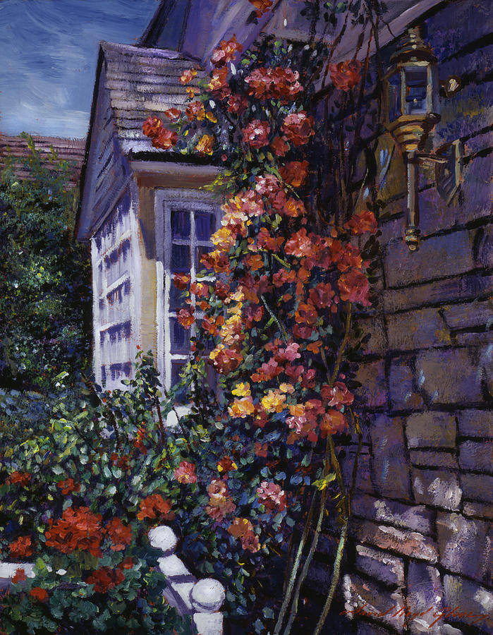 Architecture Painting -  Magnificent Climbing Roses by David Lloyd Glover