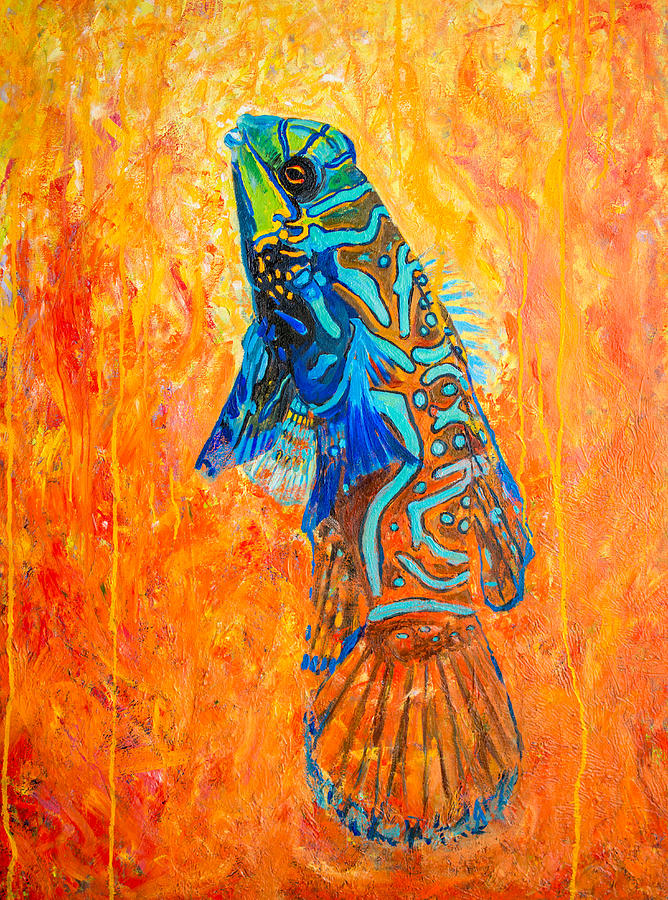 Fish Painting -  mandarin dragonet original Oil Painting  by Manuel Lopez