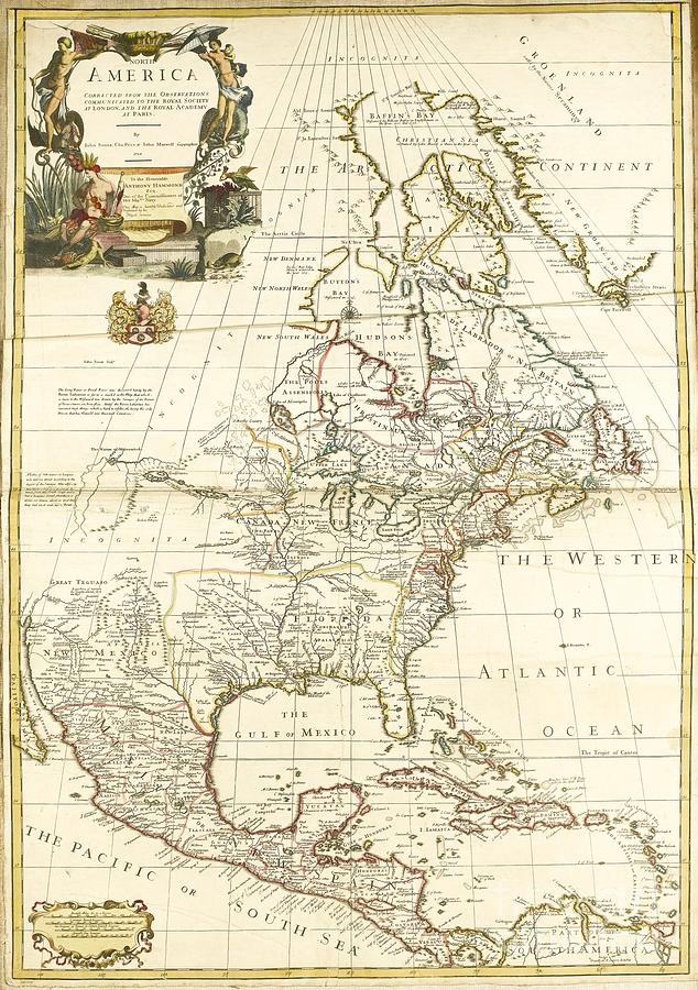  Map of North America 1714 Painting by Celestial Images