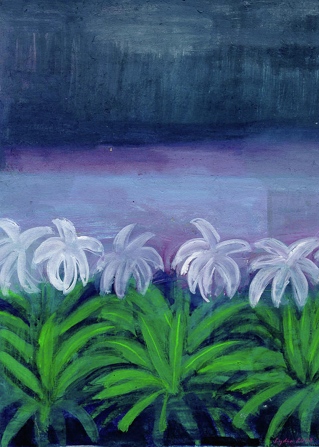 Flower Painting -  Mexican Lirios Lilies by Lydia L Kramer