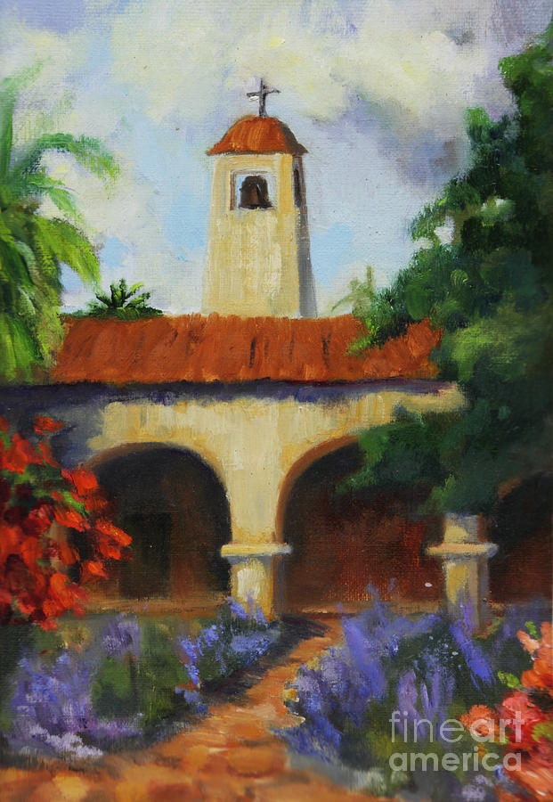 Impressionism Painting -  Mission San Juan Capistrano by Maria Hunt