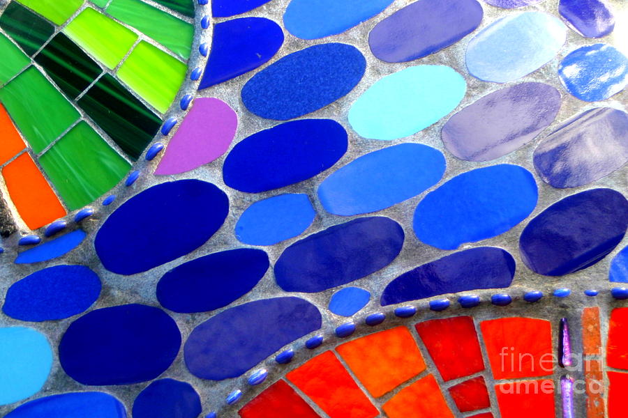 Mosaic Abstract Of The Blue Green Red Orange Stones Photograph
