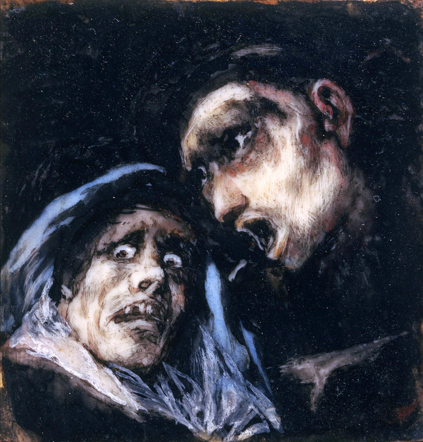  Monk Talking to an Old Woman #2 Painting by Francisco Goya