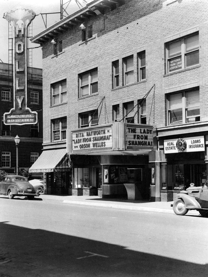 Vintage Photograph -  Movie Theater Marquee 1948 Black White 1940s by Mark Goebel
