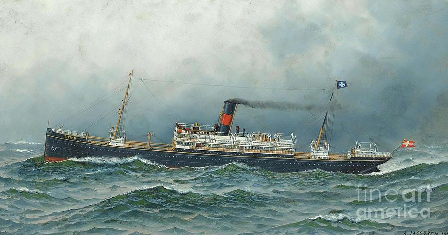 Sea Painting -  New Jersey The Danish steamship Oscar II at sea by MotionAge Designs