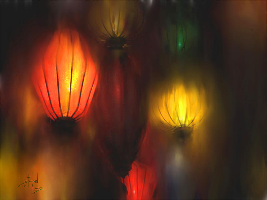 Lamp Painting -  Orange Lantern by Stephen Lucas