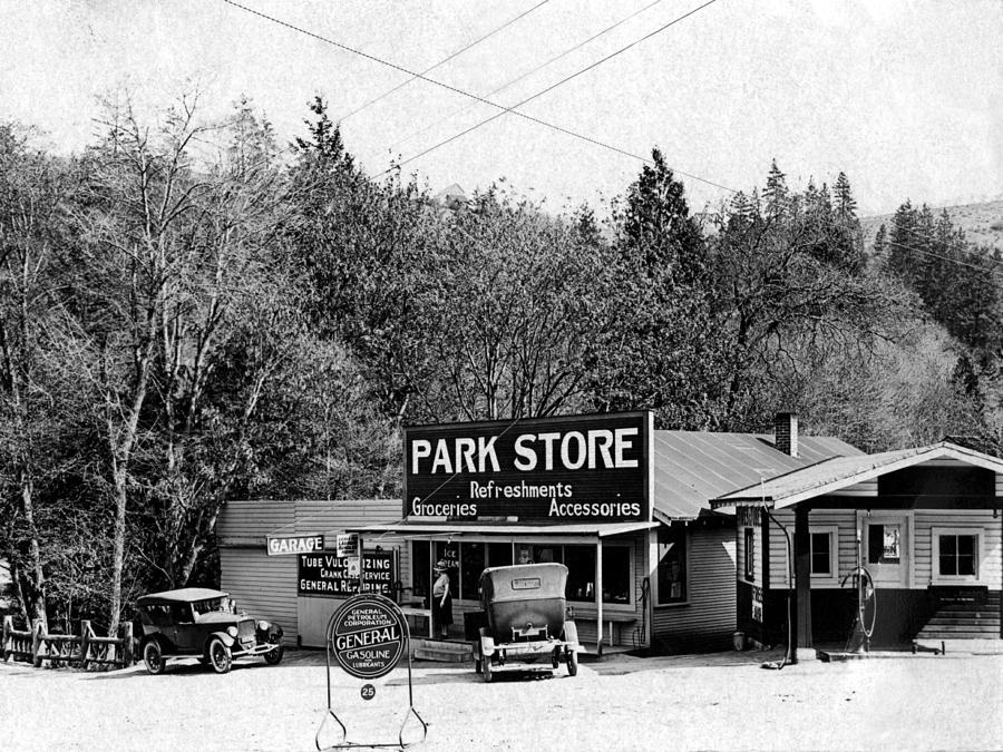 Car Photograph -  Parked In Front General Store Park Groceries by Mark Goebel